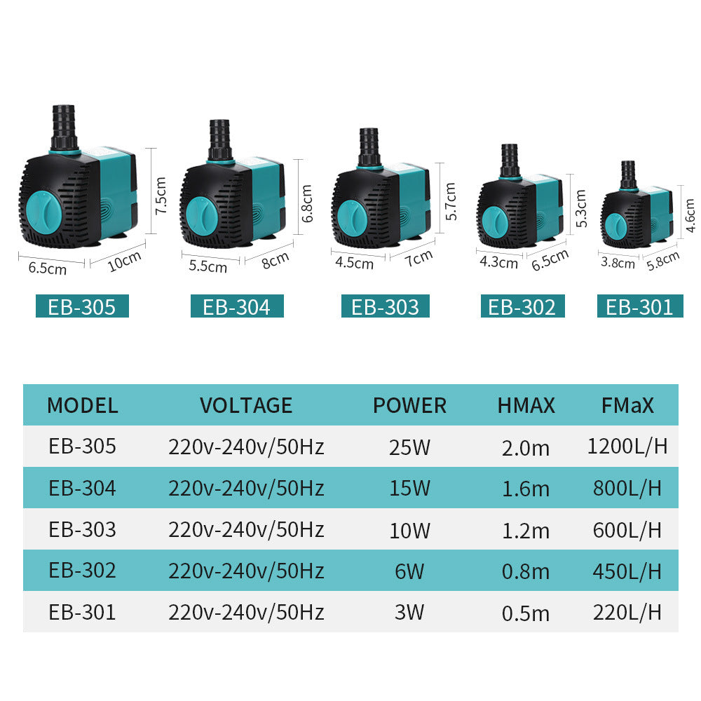 Submersible Water Fountain Pump Filter Fish Pond