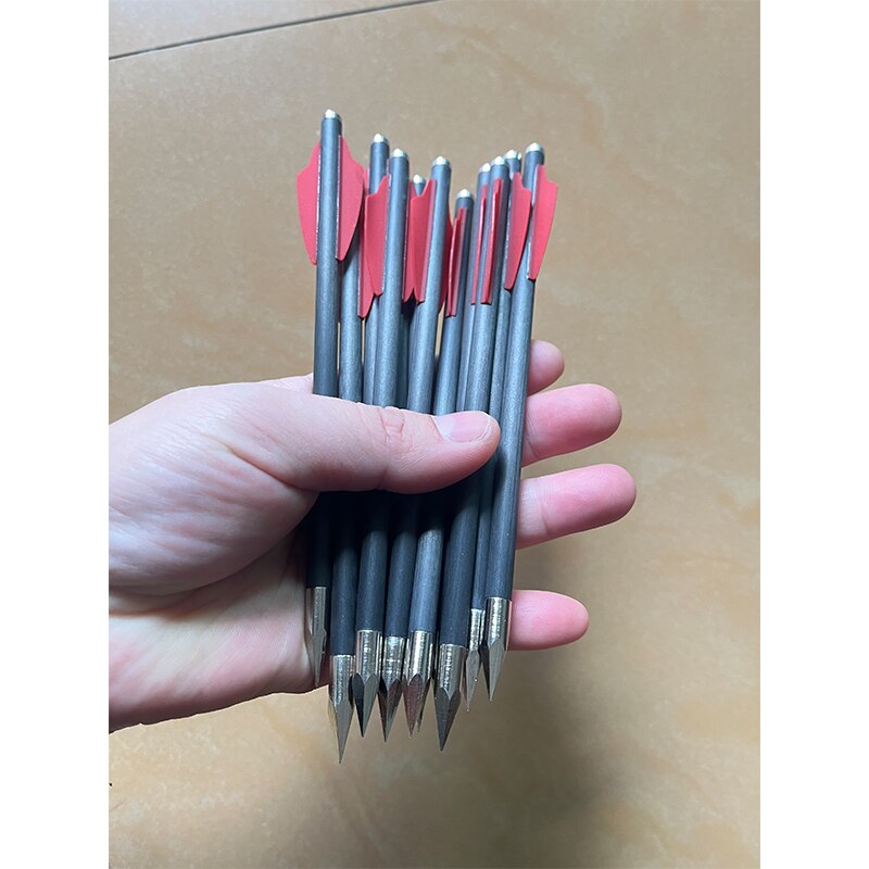 12/24pcs 6.3" pure  carbon Crossbow Bolts Arrows