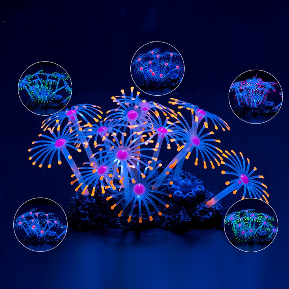 1Pc Silicone Glowing Artificial Fish Tank Aquarium Coral Plants