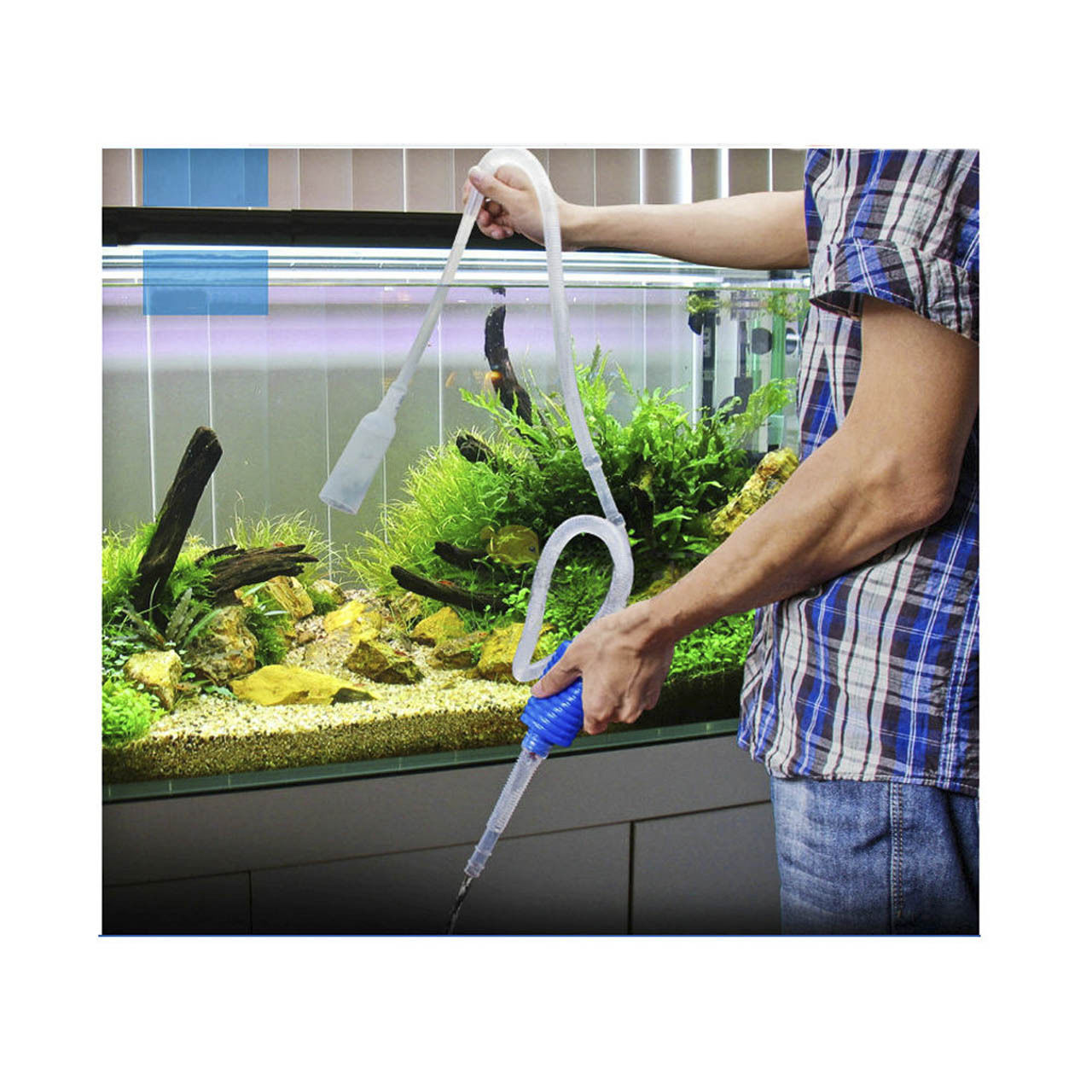 1pcs Aquarium Fish Tank Cleaner Vacuum Pump Hourglass Filter Simple