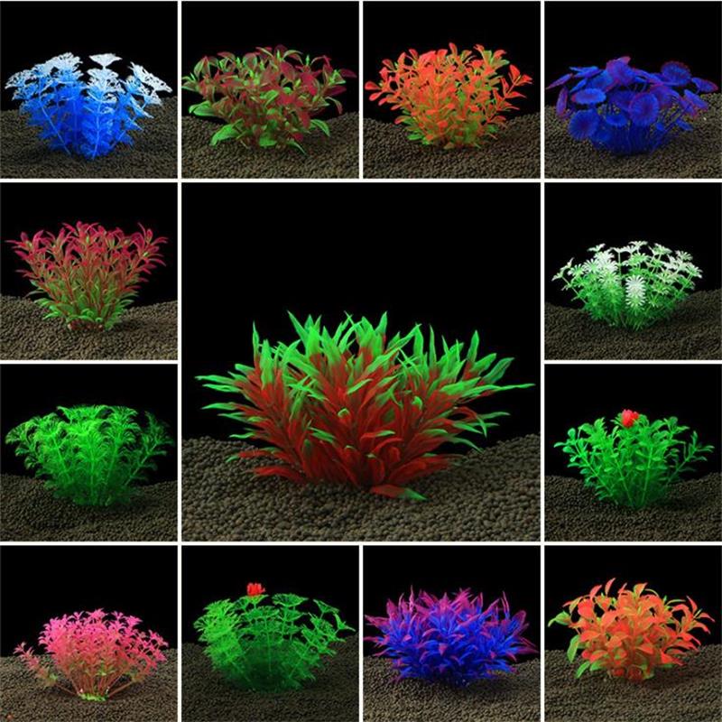1pcs Mini 13cm Pvc Fish Tank Aquarium Decor Green Artificial Plastic
