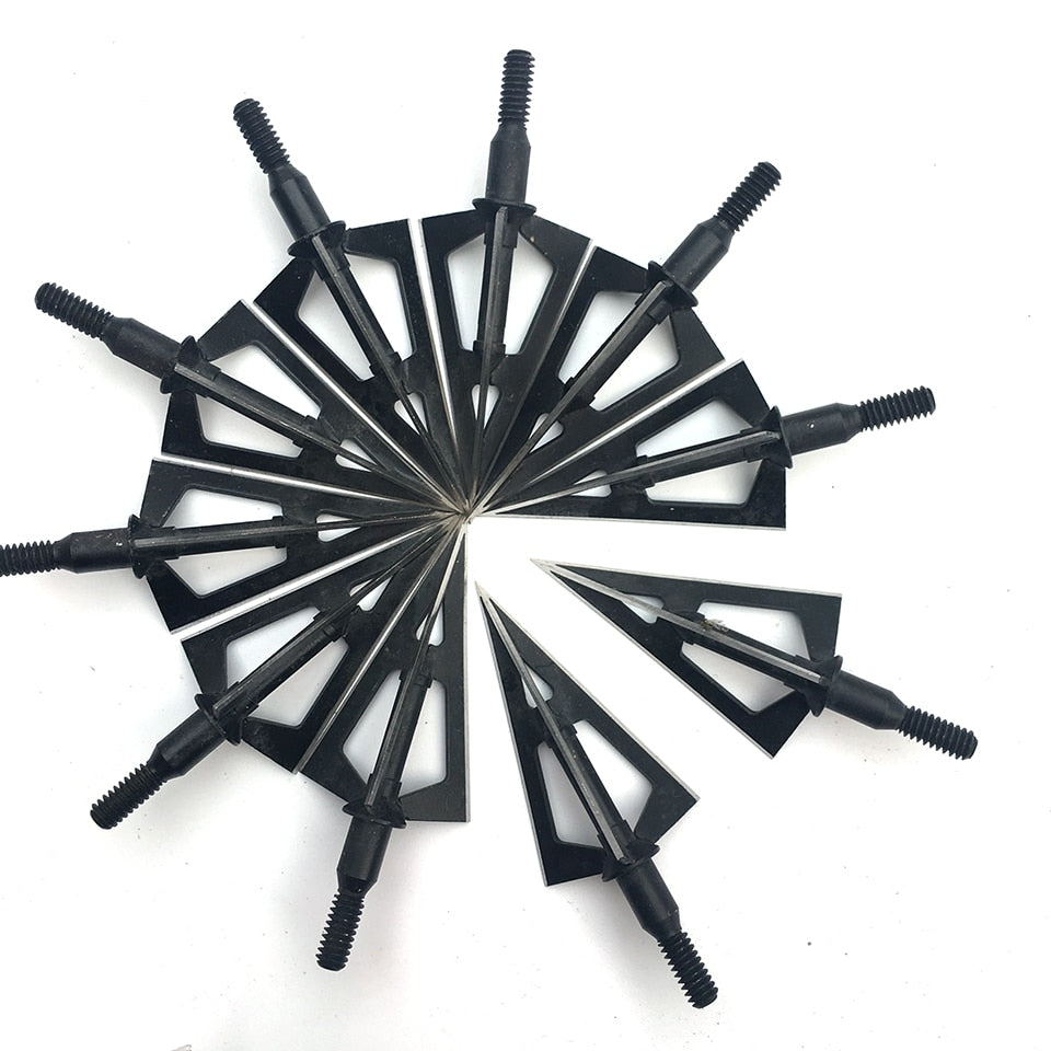 3/6/12/24/60pcs Broadheads Hunting 3 Blades Arrowheads Black Tip Steel