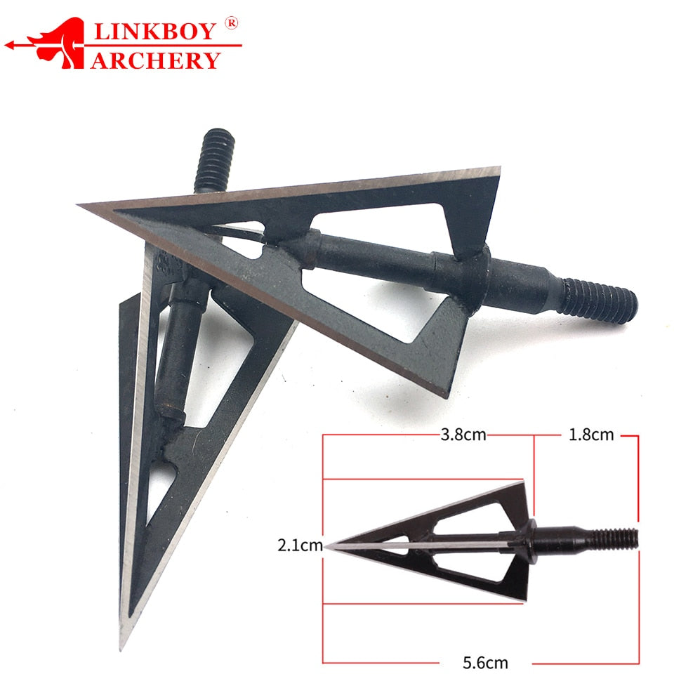3/6/12/24/60pcs Broadheads Hunting 3 Blades Arrowheads Black Tip Steel