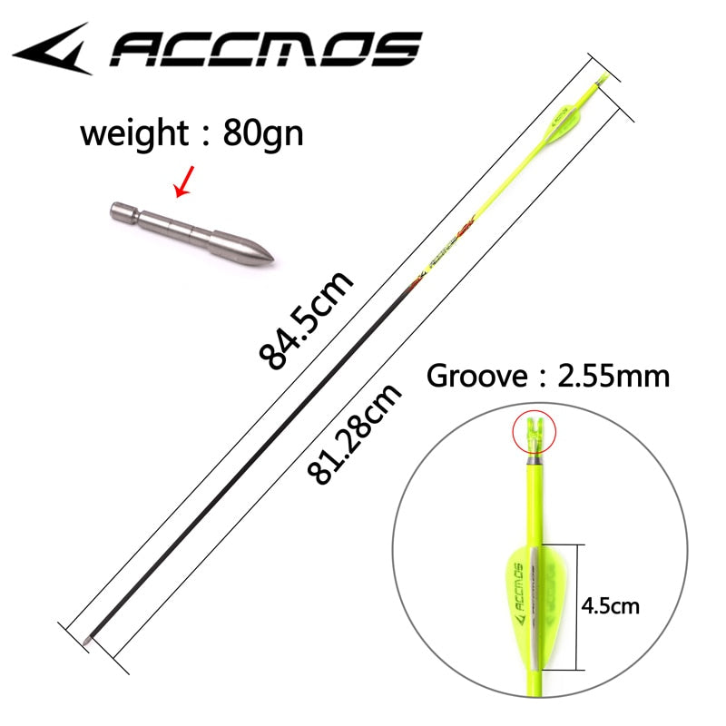 6/12pcs Id 4.2mm Pure Carbon Arrow Spine