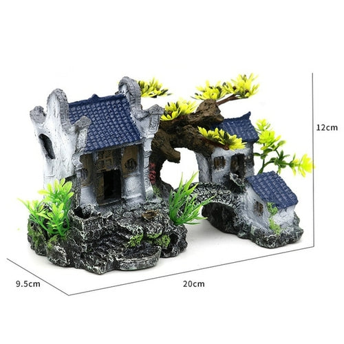 Durable Ornament Resin Fish Tank House