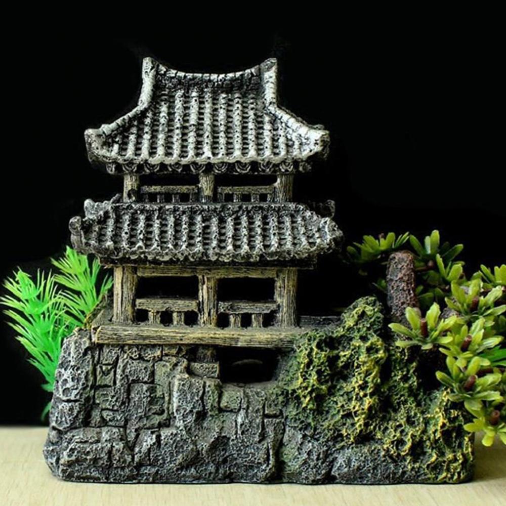 Durable Ornament Resin Fish Tank House