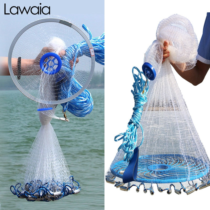 Lawaia Hand Cast Net Aluminum Or Blue Plastic Ring