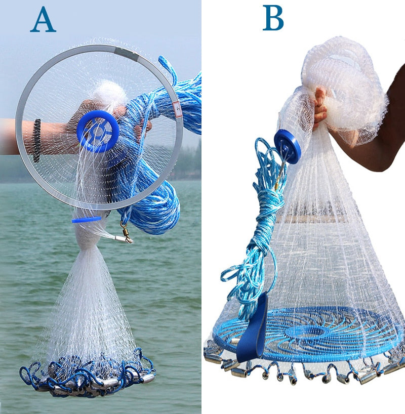 Lawaia Hand Cast Net Aluminum Or Blue Plastic Ring