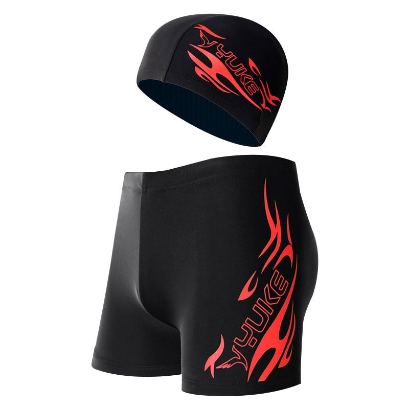 Men's Swimsuit With Hat Beach Sport Swim Trunks