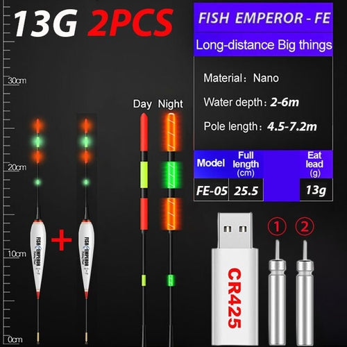 2023 New 2Pcs Fishing Float Set 3g/5g/7g/10g/13g/15g/20g Led Luminous