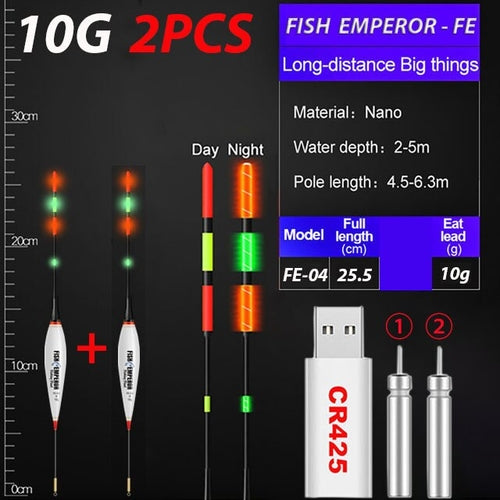 2023 New 2Pcs Fishing Float Set 3g/5g/7g/10g/13g/15g/20g Led Luminous