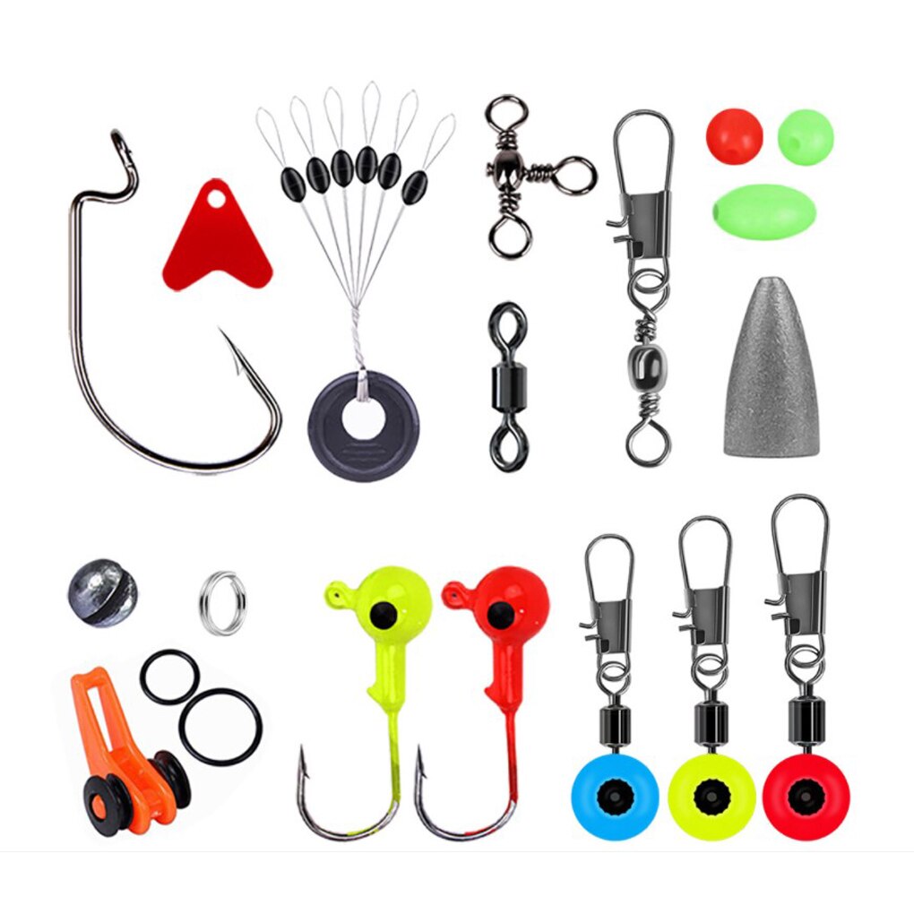 Tackles Set Portable Fishhook Sinkers Hooks Lures