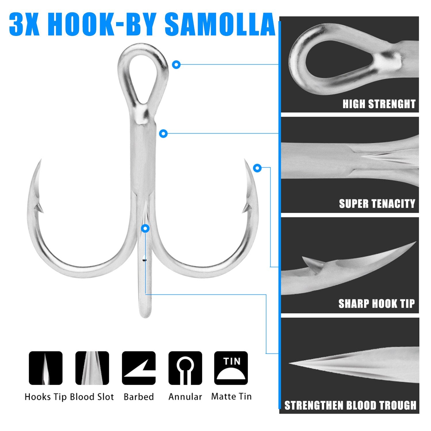 Super Strong Treble Hooks Fishing Tackle