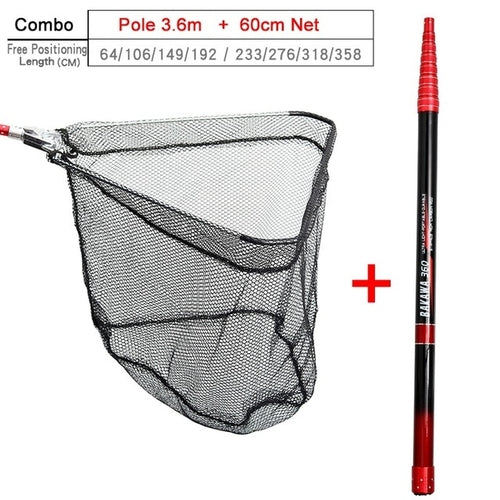 BAKAWA 3m 4m Fishing Hand Net Fly Folding Telescopic High Carbon Rock