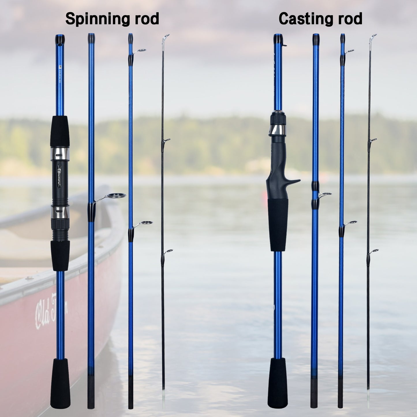 Spinning Travel Carbon  Section Fishing Rods