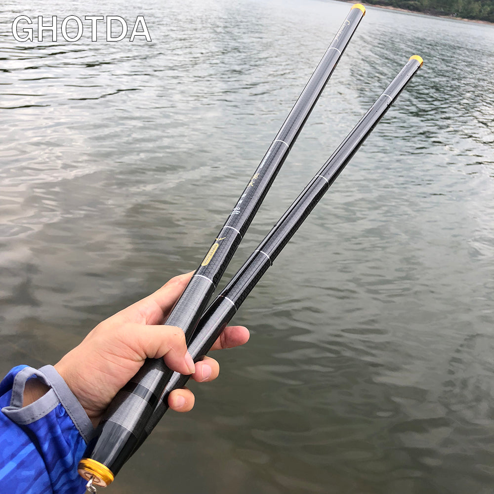 Ghotda 3.6m -7.2m Carbon Fiber Fishing Rod Telescopic Ultra-light Hard