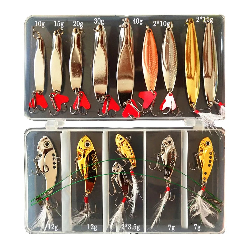 Hot Brilliant Metal Jig Spoon Fishing Lure Set