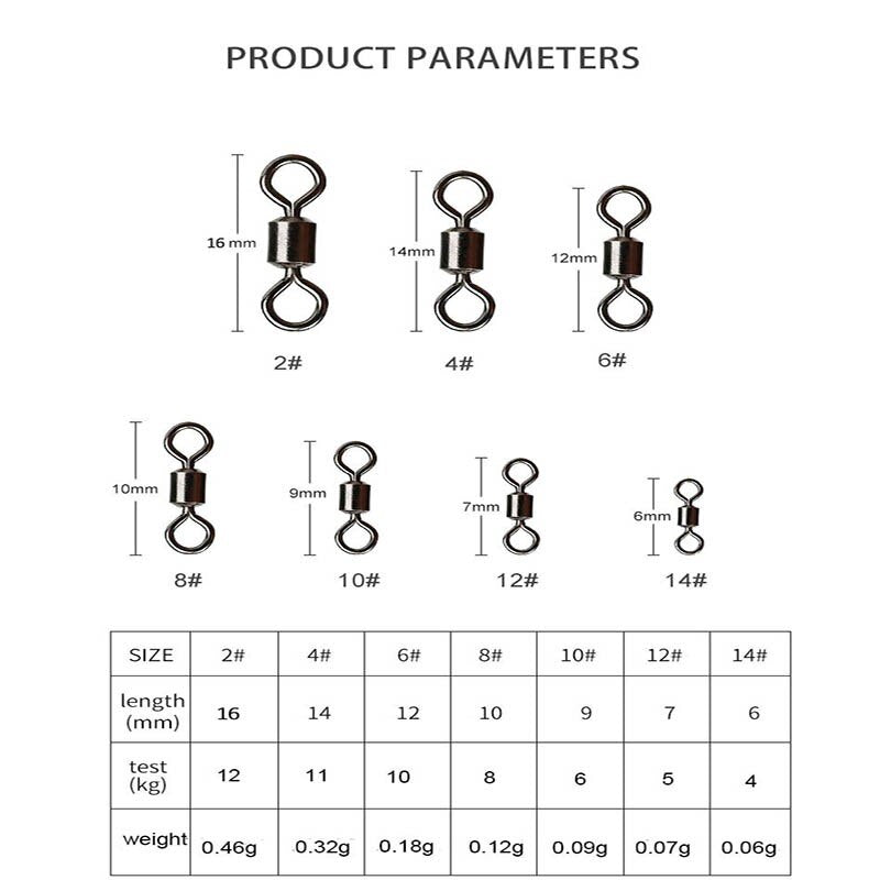 100pcs/lot Fishing Swivel Solid Connector