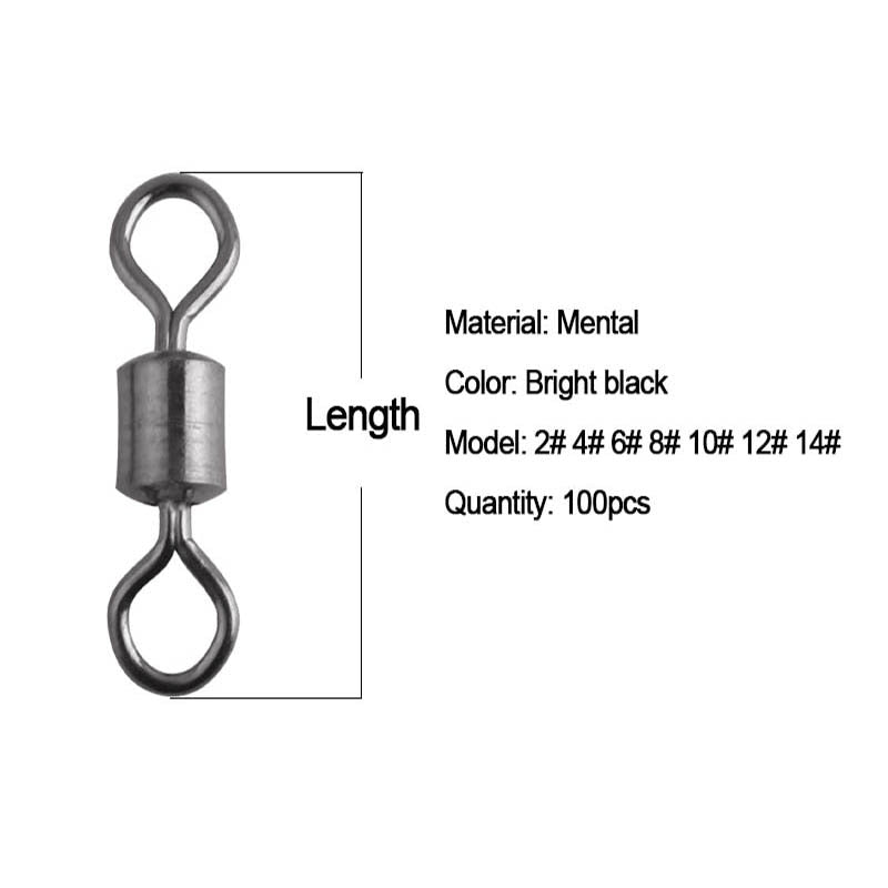 100pcs/lot Fishing Swivel Solid Connector