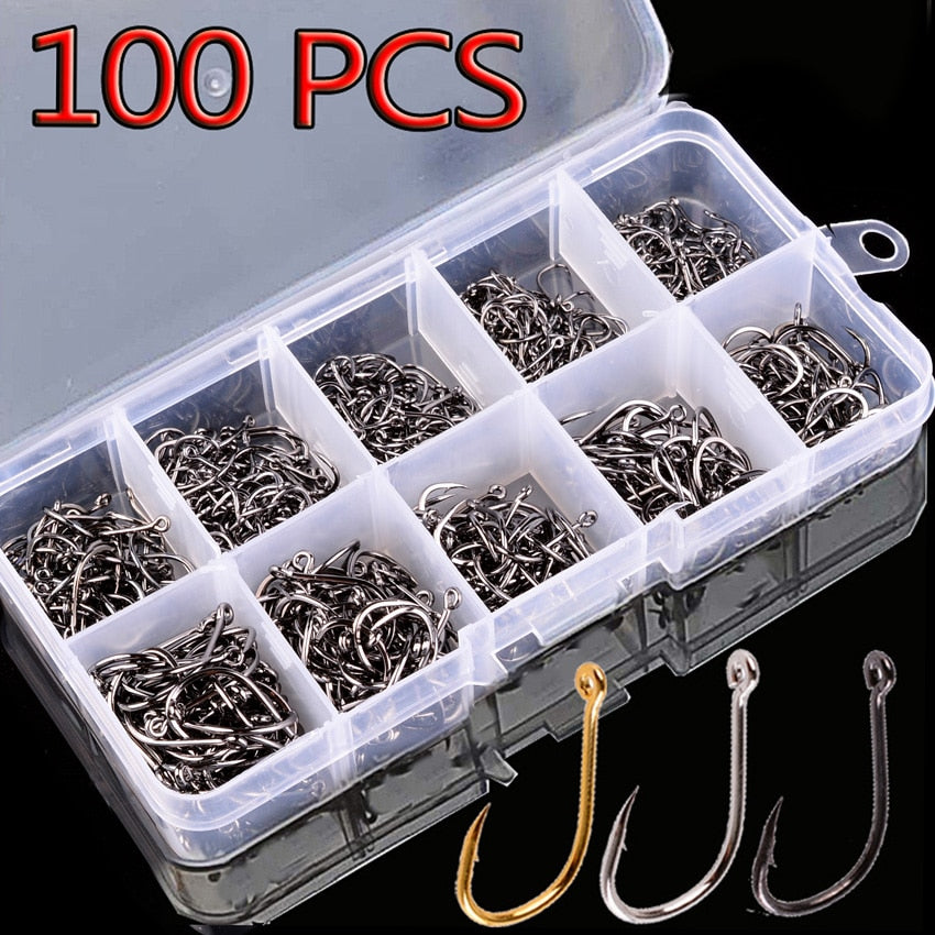 100Pcs Fishing Hooks Set