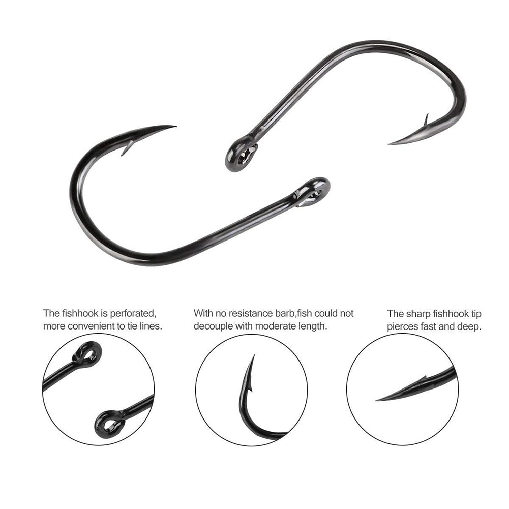 100pcs Fishing Hooks Set Carbon Steel