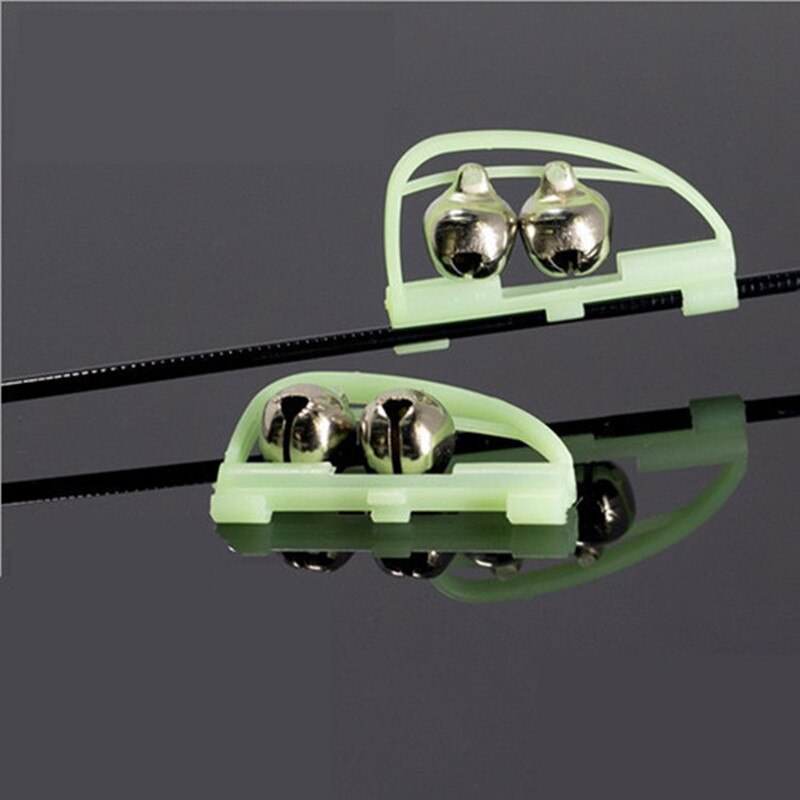 10Pcs Glow Fishing Twin Bell  Rod Clip