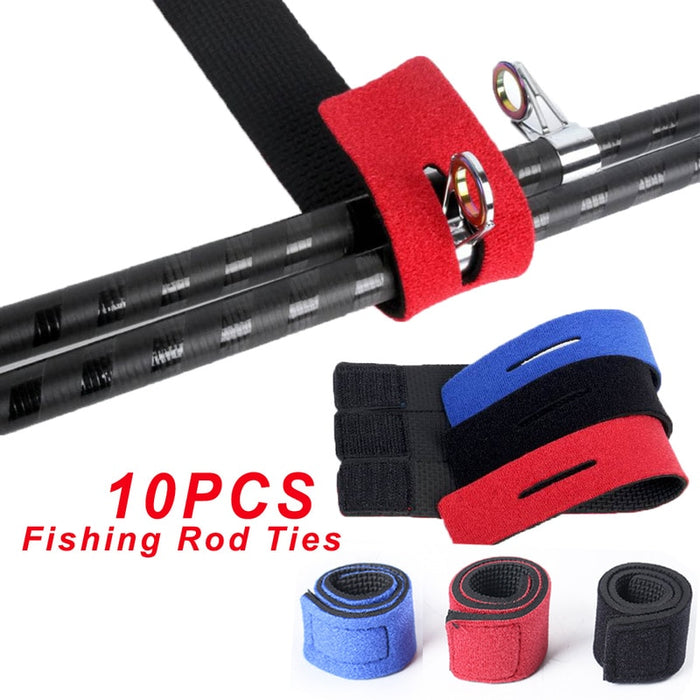 10pcs Fishing Rod Tie Holder Strap Belt
