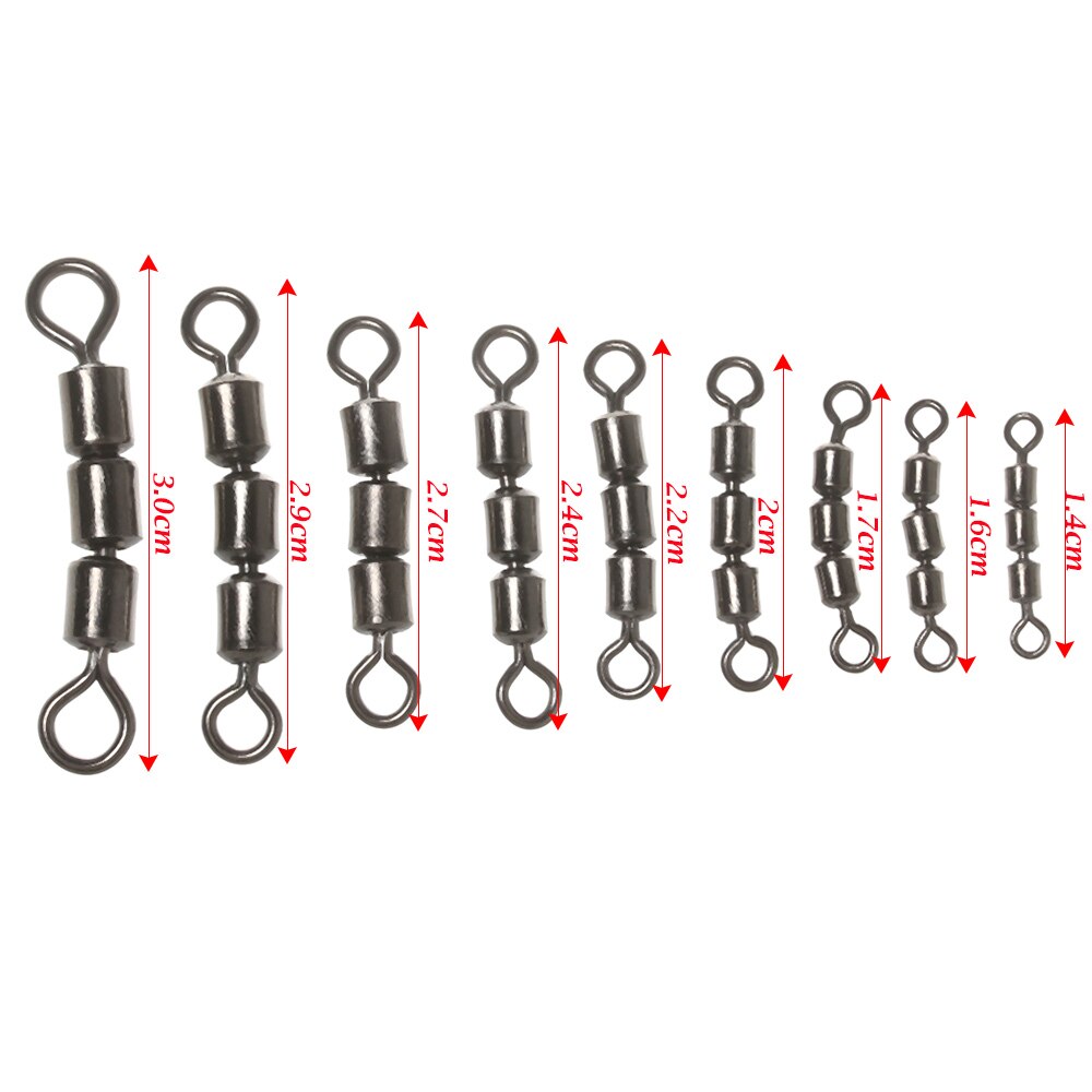 10pcs/set Portable Rolling Triple Fishing Swivels