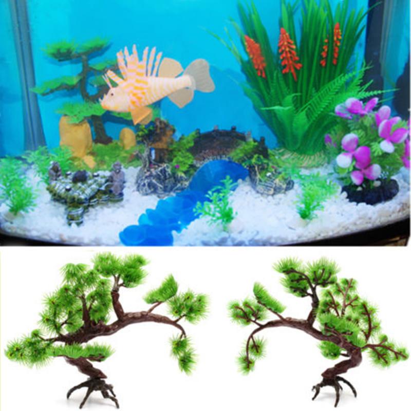 13CM Artificial Plastic Bonsai Pine Tree Fish Tank Aquarium Ornament
