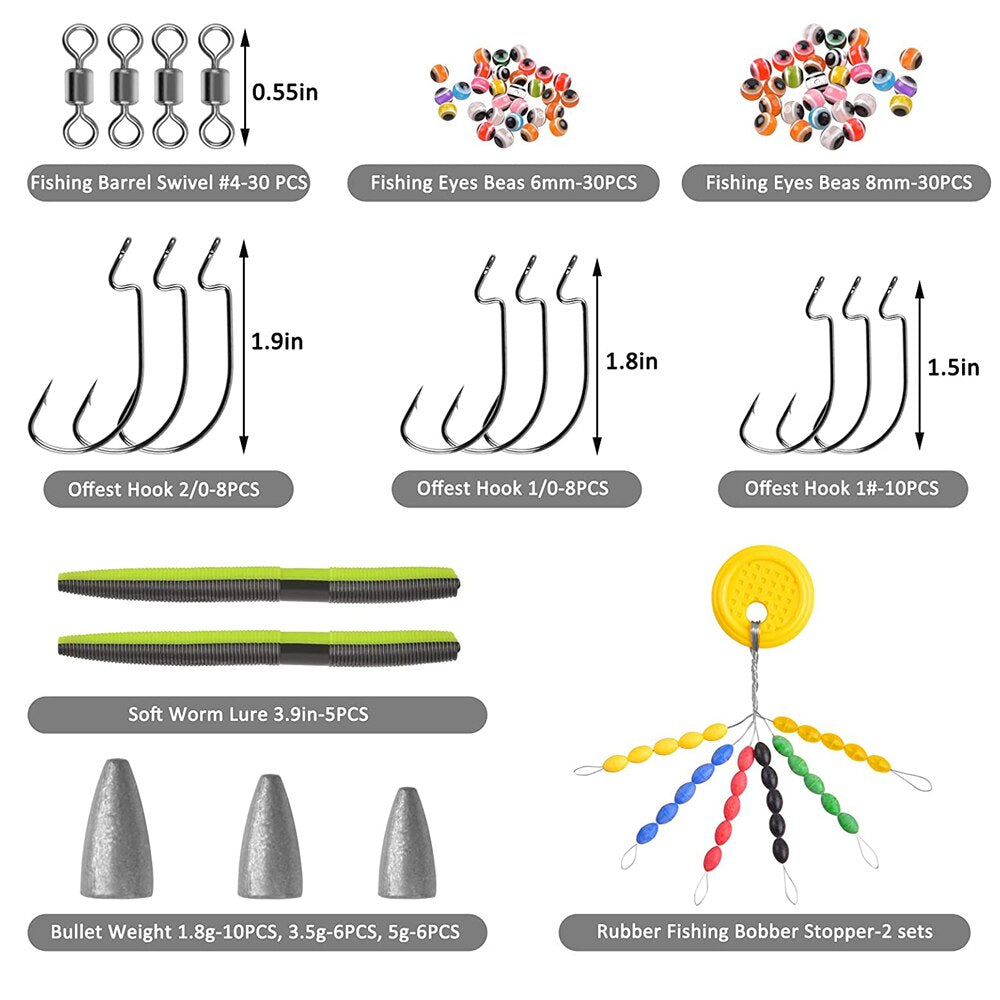 145pcs Fishing Carolina Rig Kit Bullet