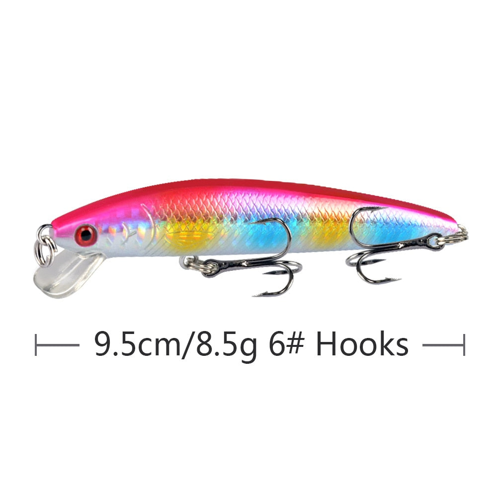 1PCS Laser Minnow Fishing Lure 9.5CM 8.5G