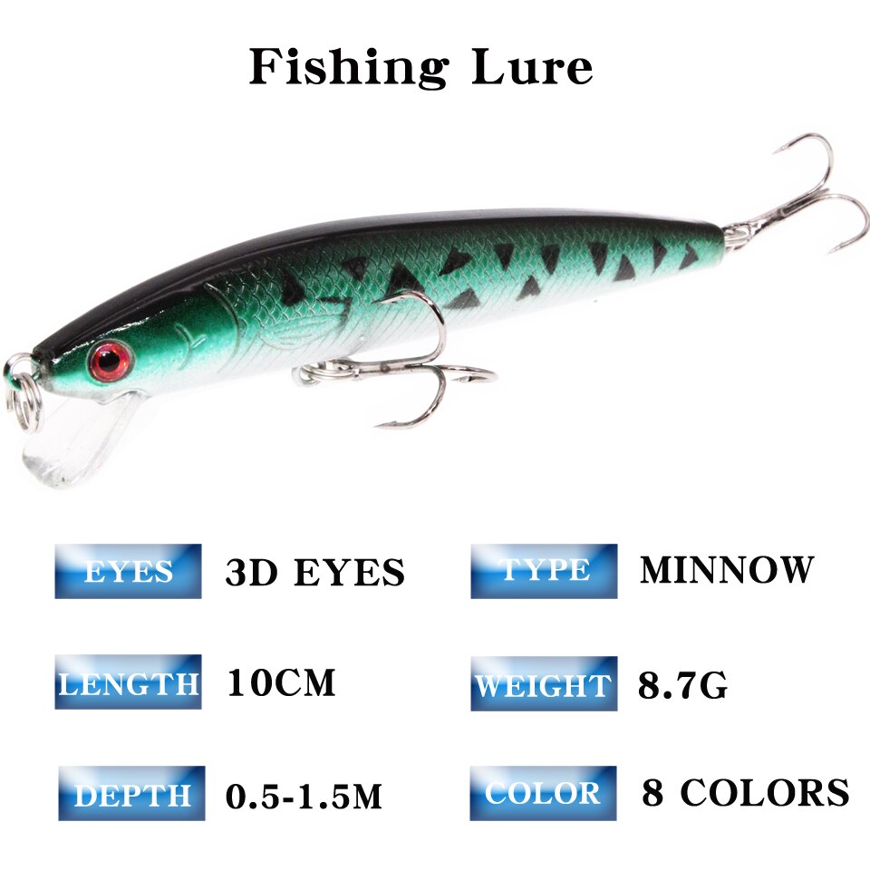 1PCS Laser Minnow Fishing Lure 9.5CM 8.5G