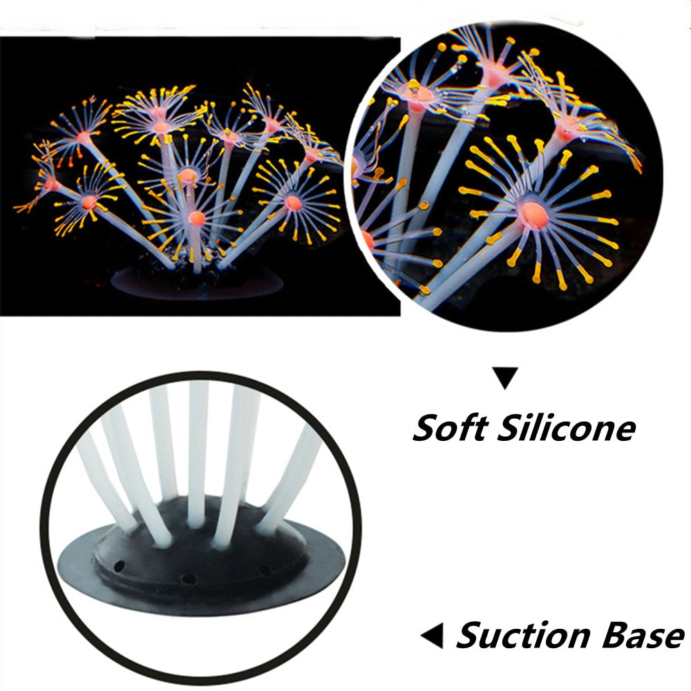 1Pc Silicone Glowing Artificial Fish Tank Aquarium Coral Plants