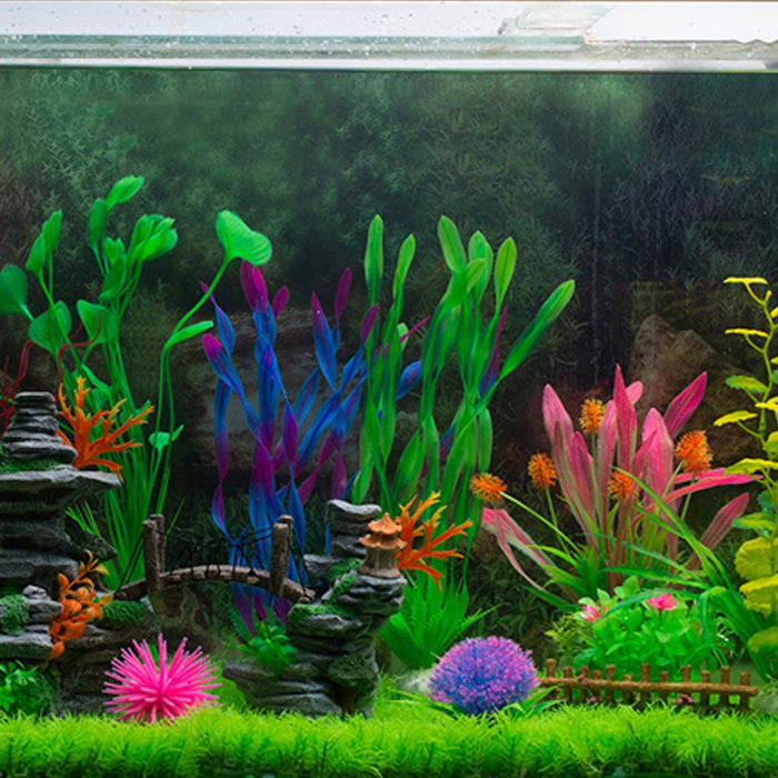 25*25cm Eco Friendly Aquarium Ornaments Artificial Water Plastic Green