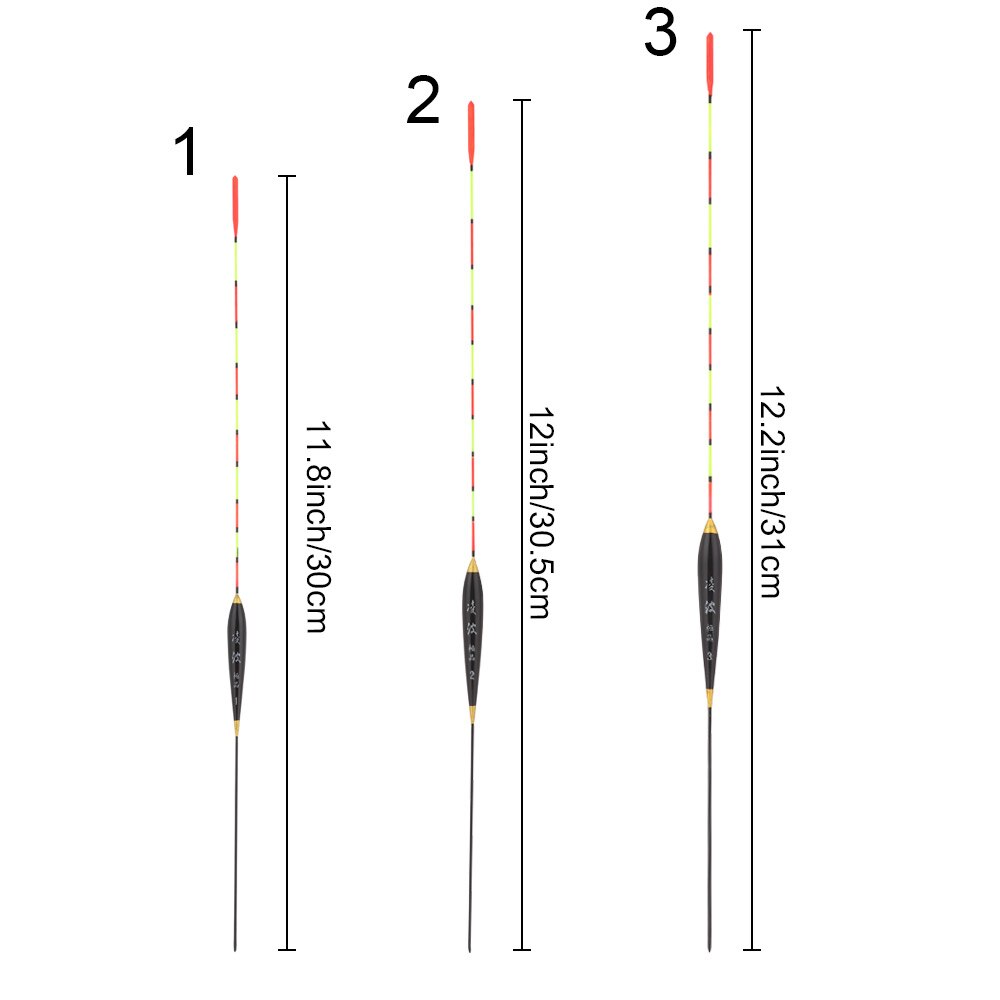 3pcs Fishing Float Wood Fluorescent High Sensitivity