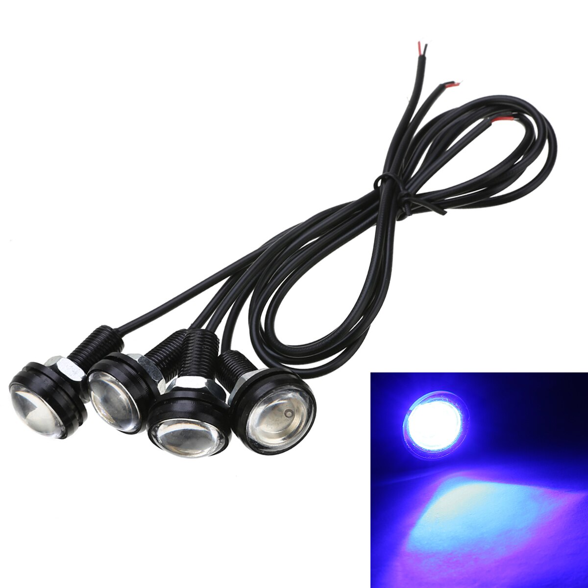 4PCS Blue LED Boat Light 12V 3W