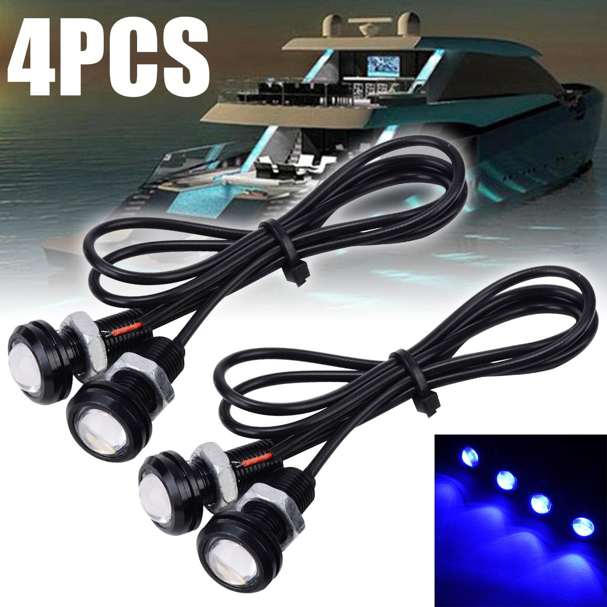 4pcs/set Blue Led Boat Plug