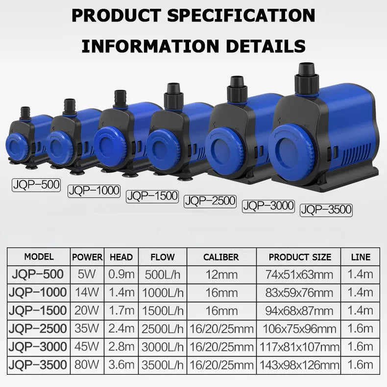 5/14/20/35/45/80W 500 3500L/H Ultra Quiet Submersible Water Pump