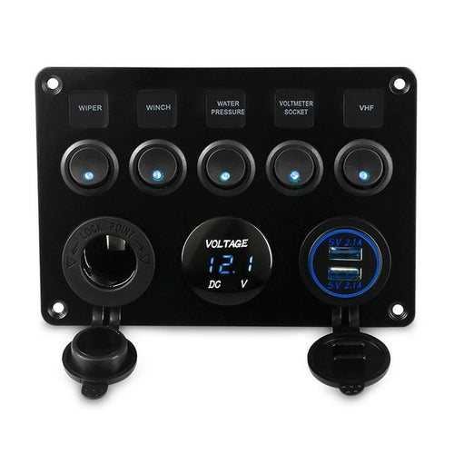 5 Gang Marine Boat Switch Panel Led