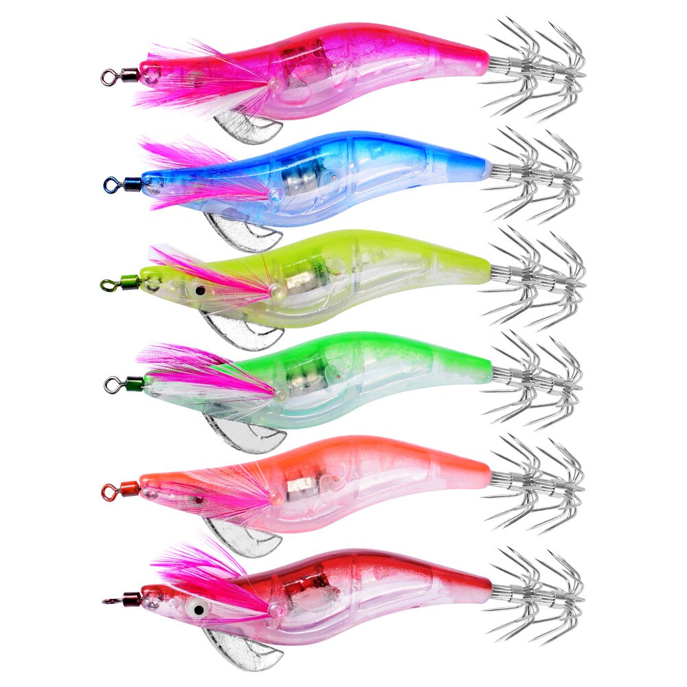 6pcs/set Electronic Flashing Led Fishing Lure Flash Light 10cm 12.2g