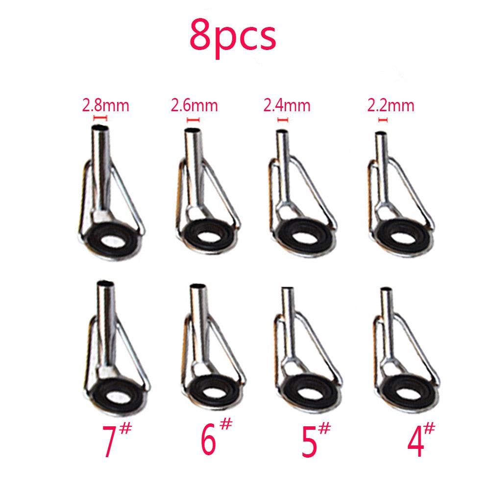 8pcs Stainless Steel Fishing Rod Tip