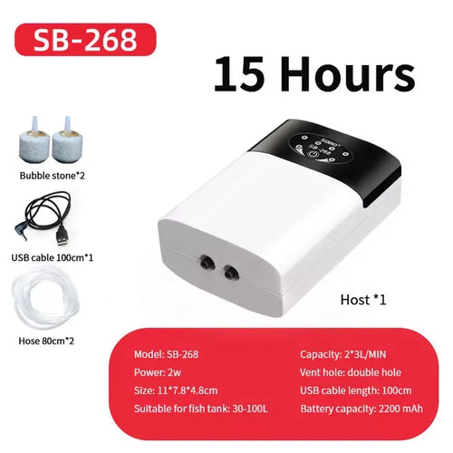 AC/DC Oxygen Pump Practical USB Charging Portable Exhaust Air Stone