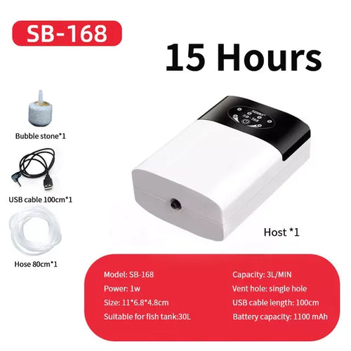 AC/DC Oxygen Pump Practical USB Charging Portable Exhaust Air Stone