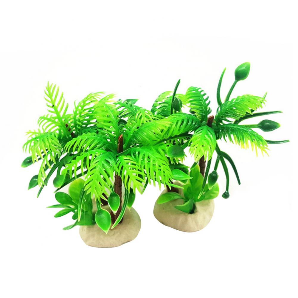 Aquarium Fish  Plant Ornament Tank Artificial Coconut Tree Water