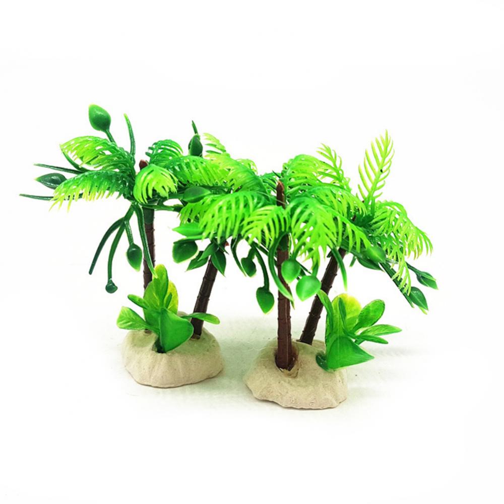 Aquarium Fish  Plant Ornament Tank Artificial Coconut Tree Water
