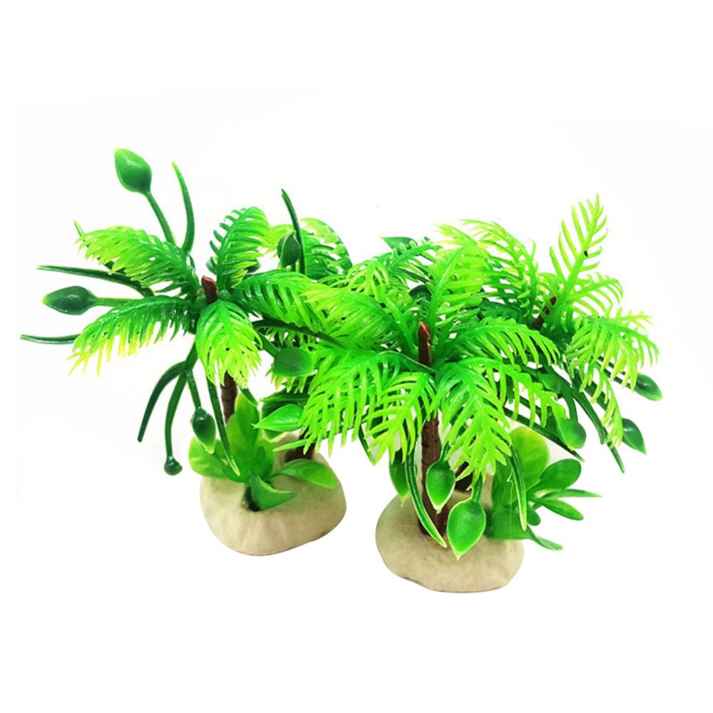 Aquarium Fish  Plant Ornament Tank Artificial Coconut Tree Water