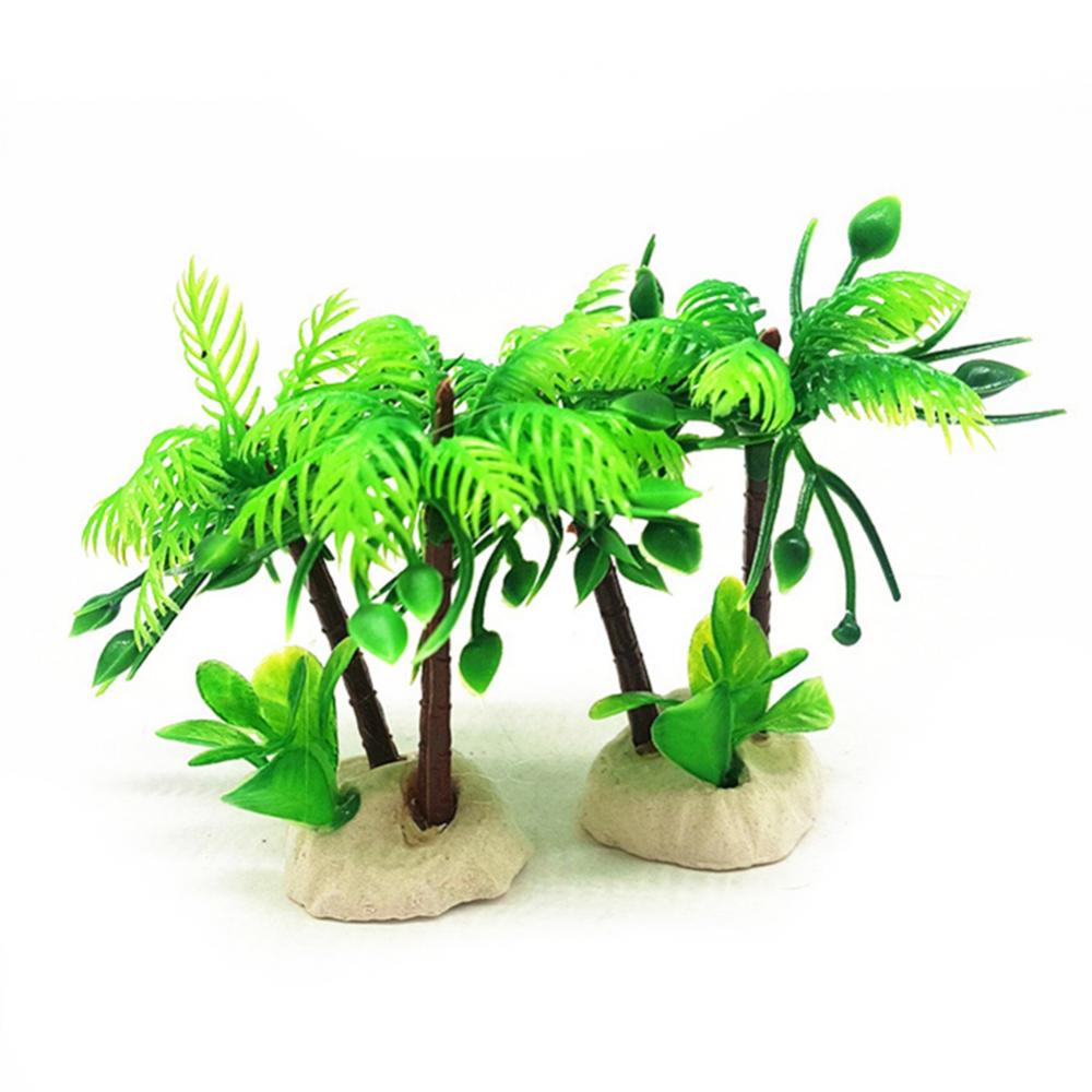 Aquarium Fish  Plant Ornament Tank Artificial Coconut Tree Water