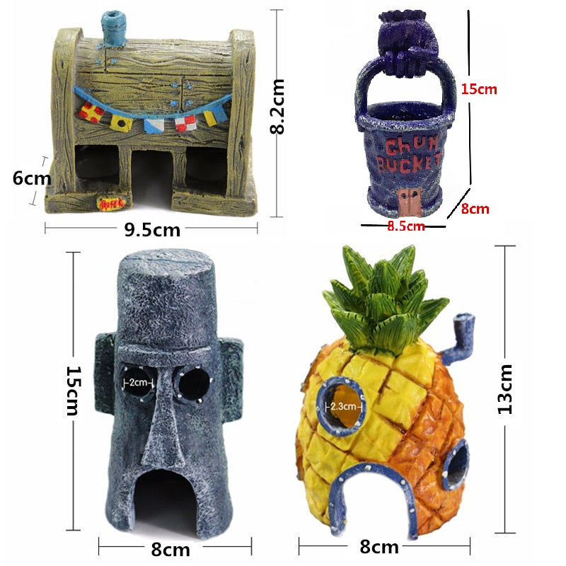 Cartoon House For Fish Shrimp Shelter