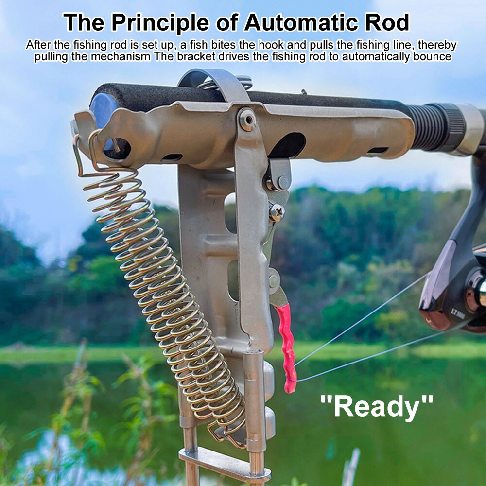 Automatic Fishing Bracket Throwing Rod To Insert Spring