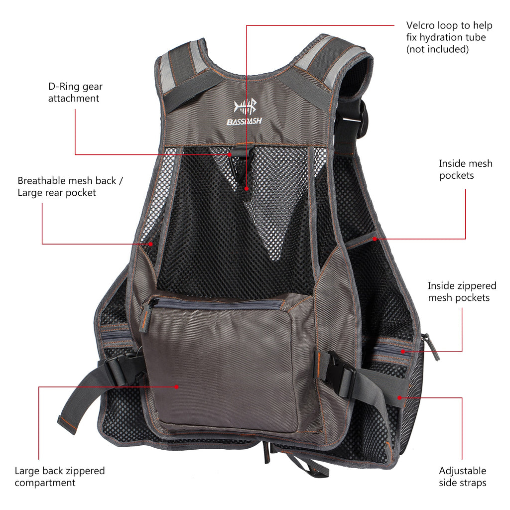 Bassdash Fishing Vest Adjustable Outdoor Sports